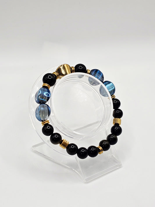 Ink Blue Beaded Bracelet