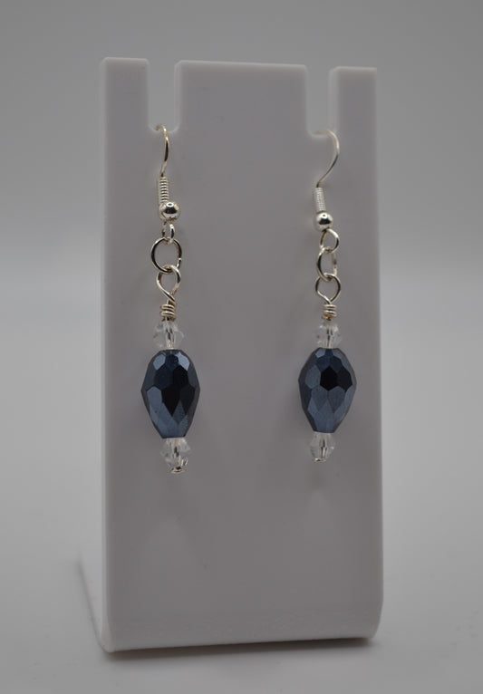 Dark blue crystal drop earrings