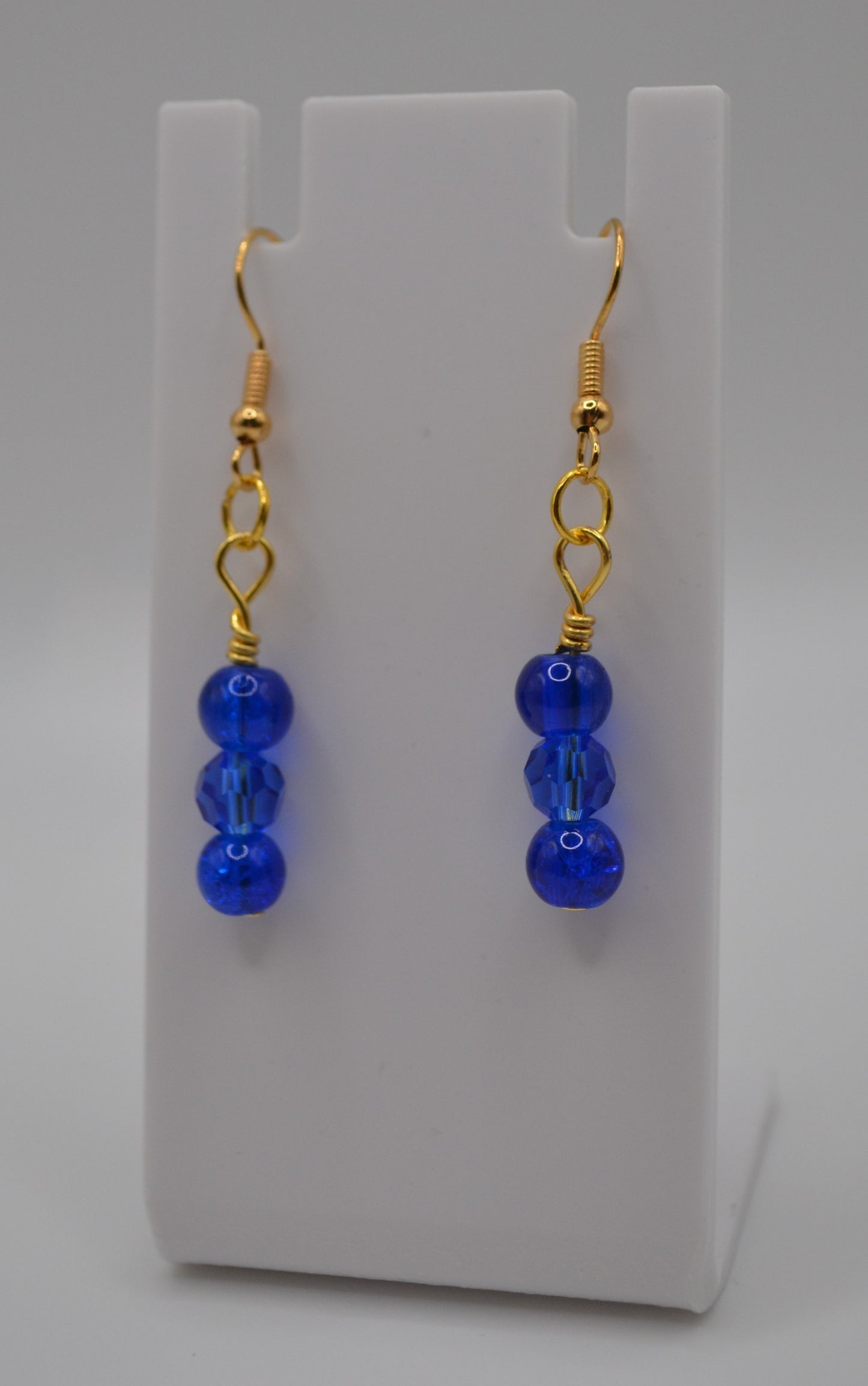 Gold deep Blue Earrings