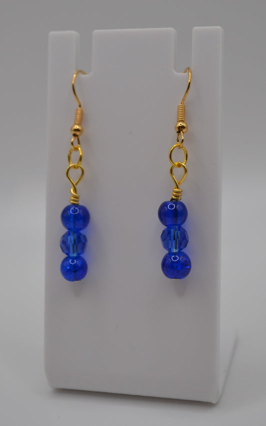 Gold deep Blue Earrings