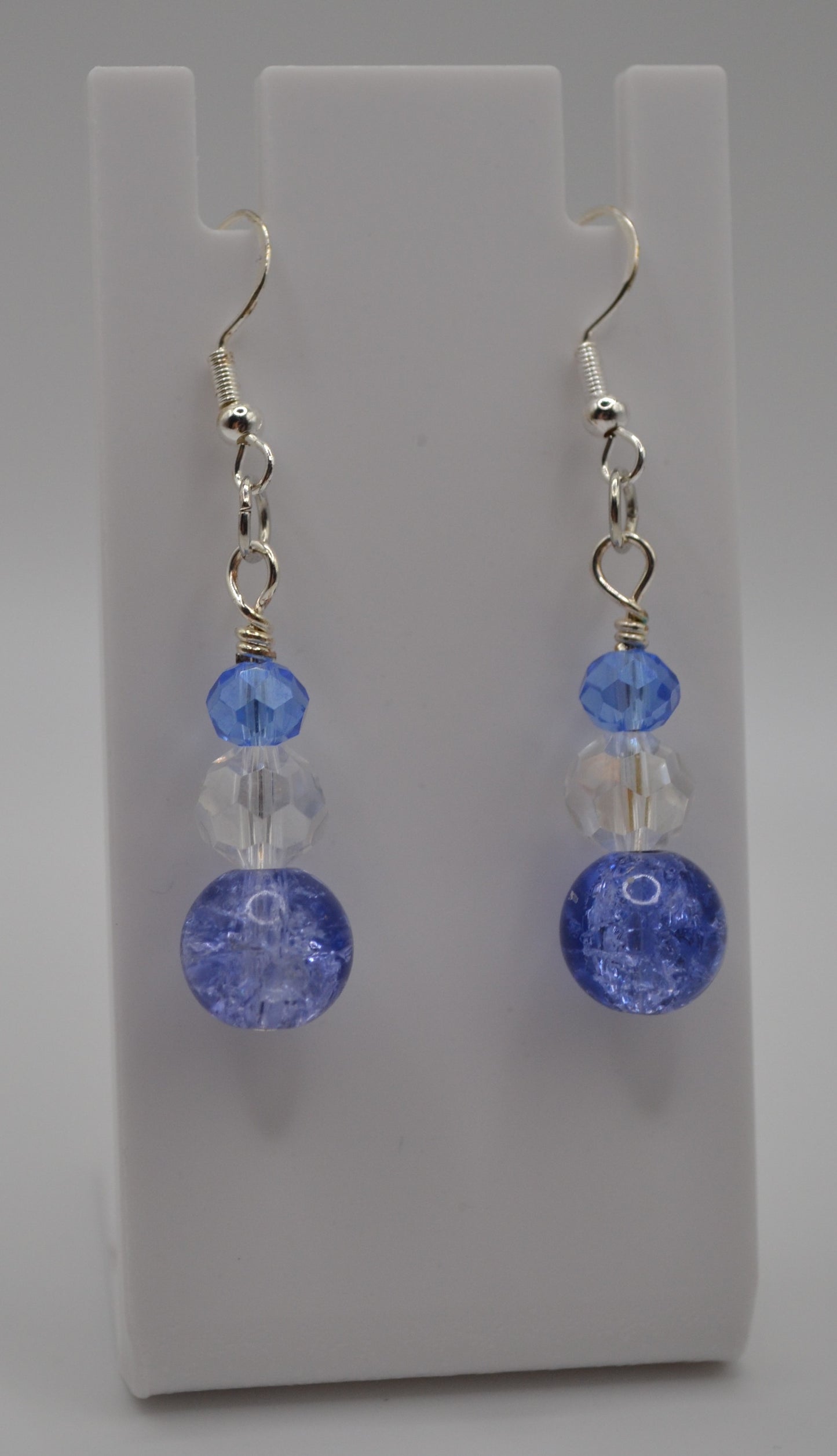 Blue crackle glass earrings