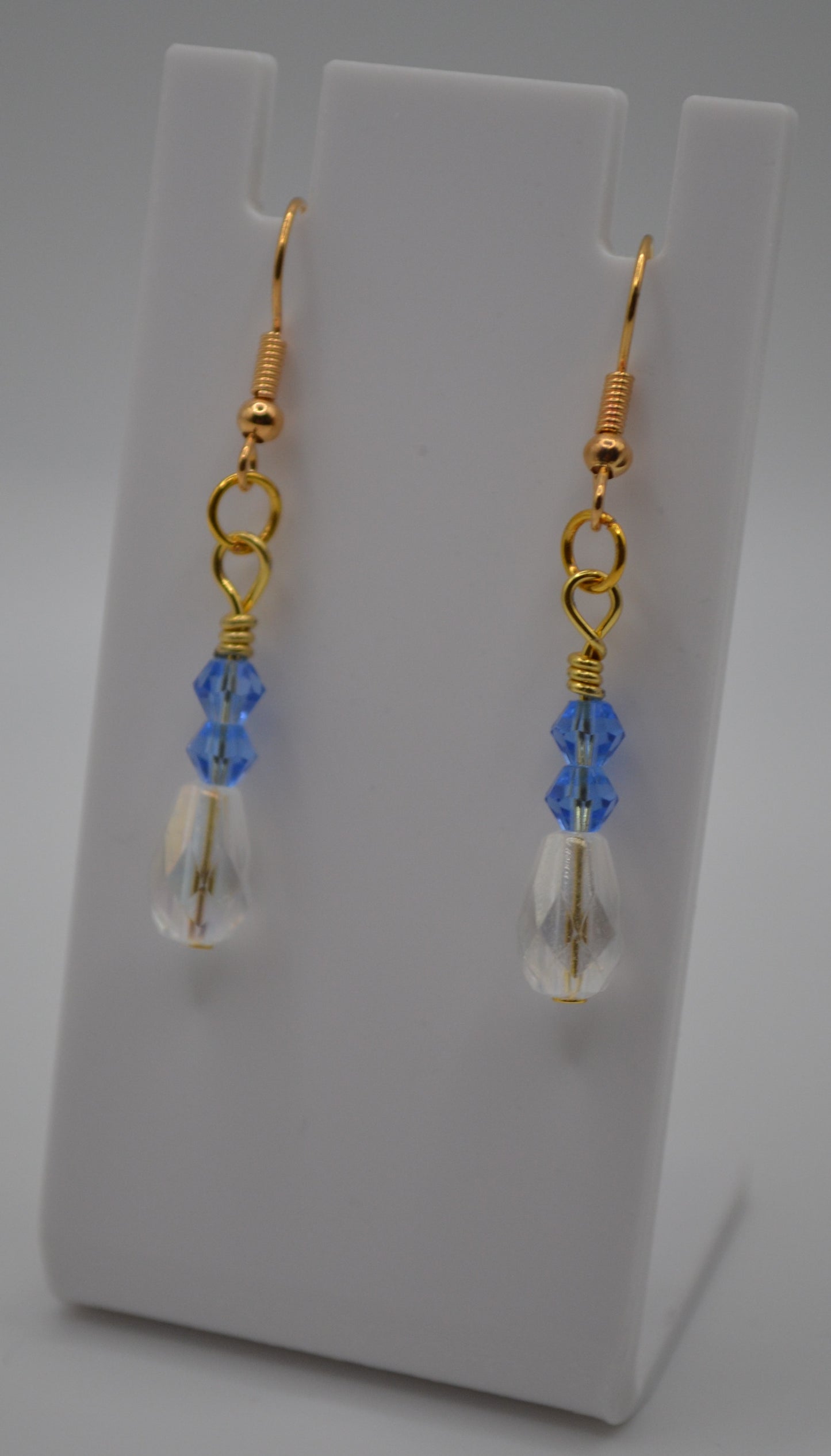 Blue and clear crystal earrings