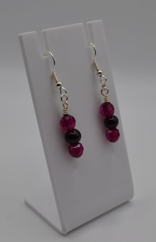 Deep purple and black earrings