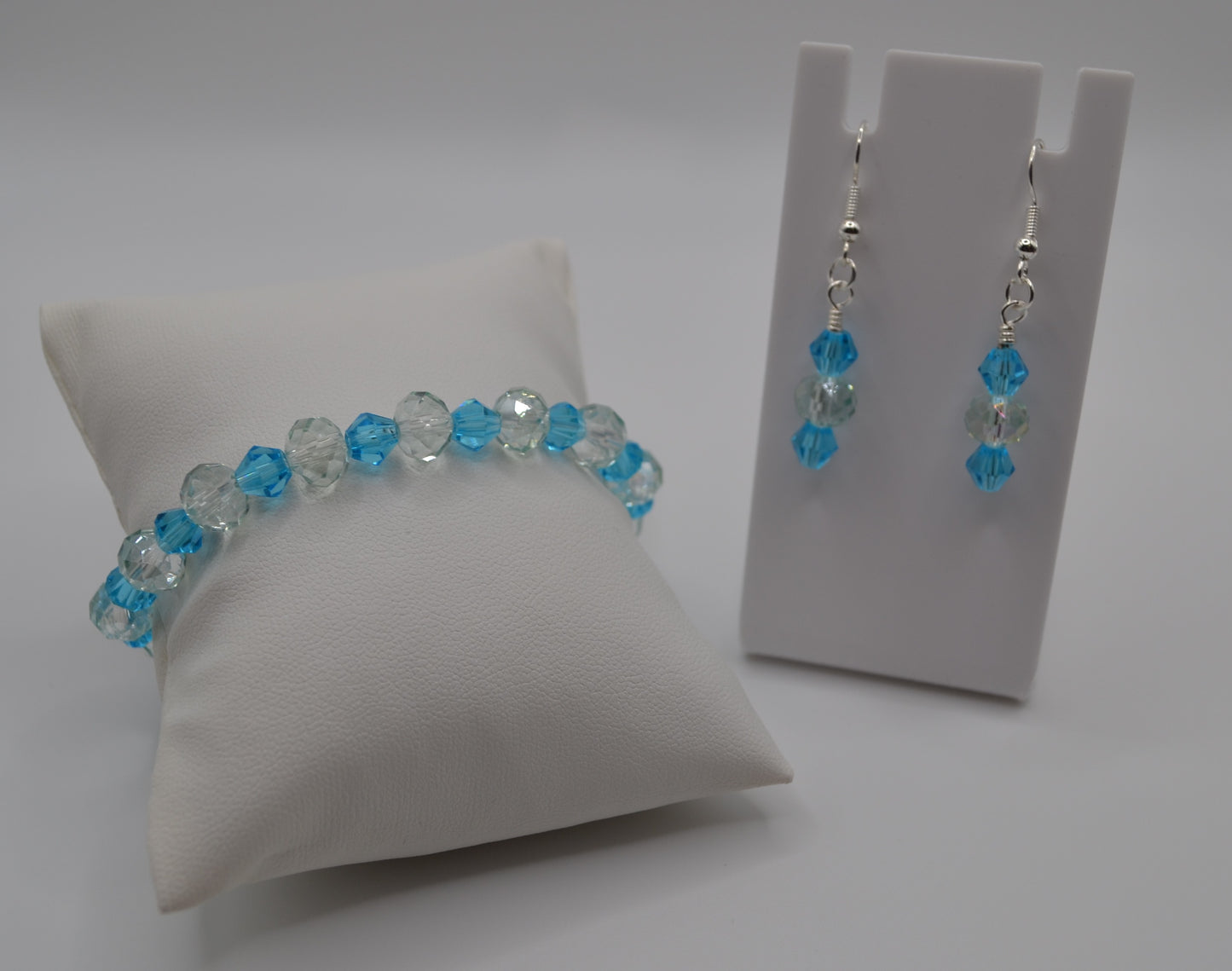 Cyan and blue glass earrings