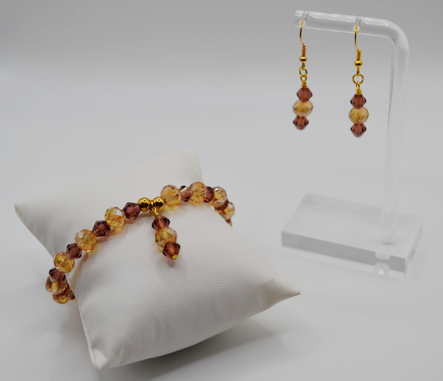 Champagne and brown dangle earrings