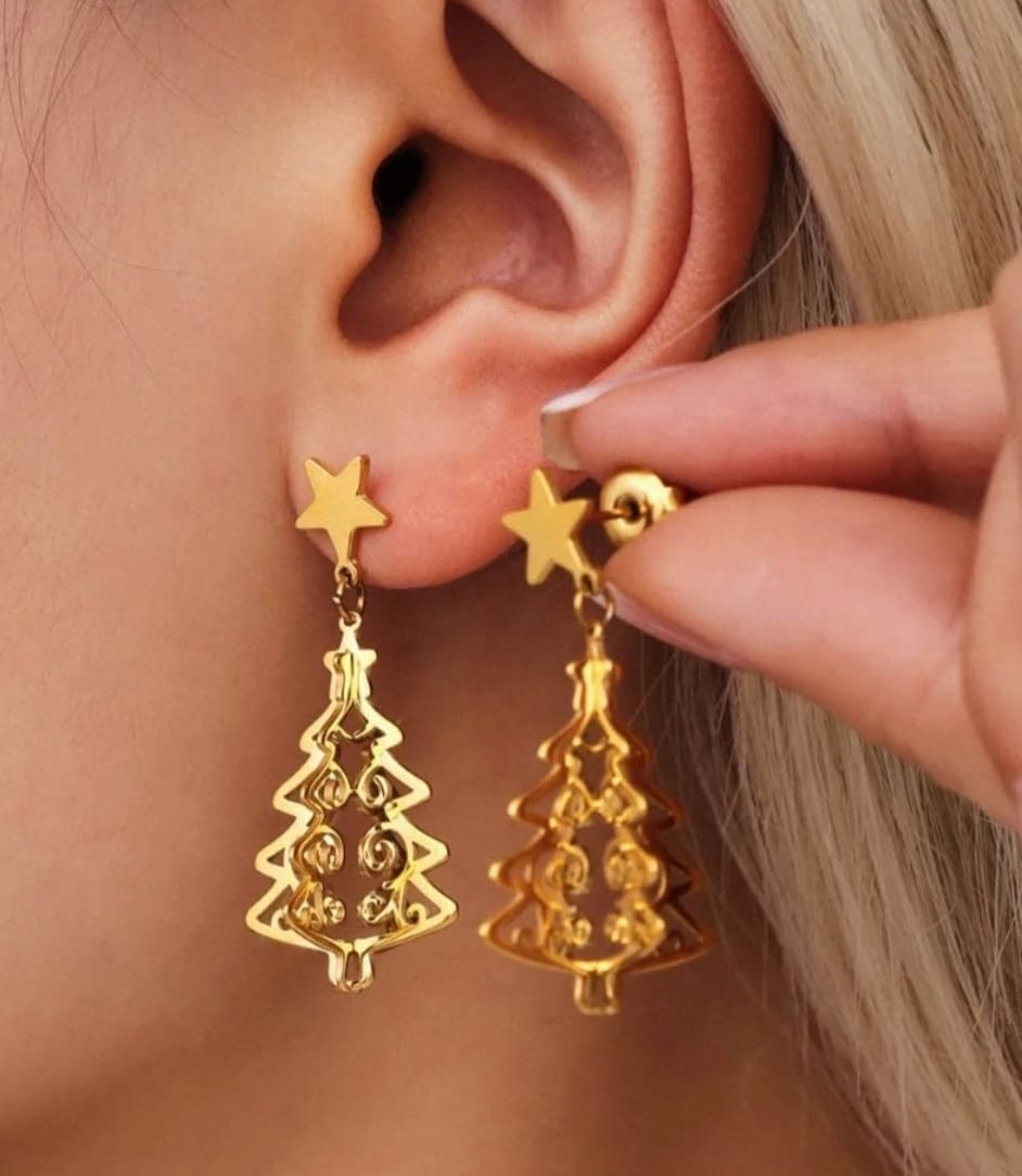Christmas tree dangle earrings