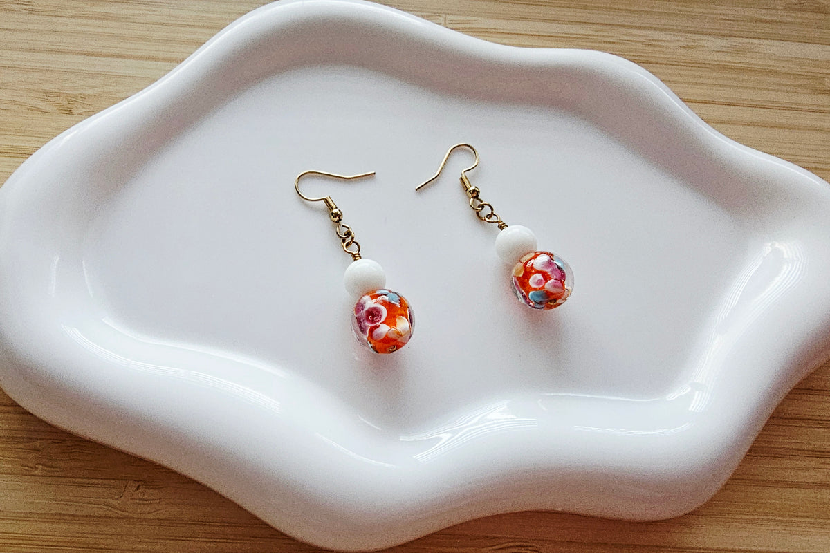 Floral glass earrings