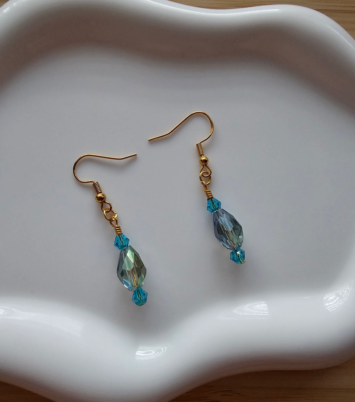 Light blue crystal drop earrings