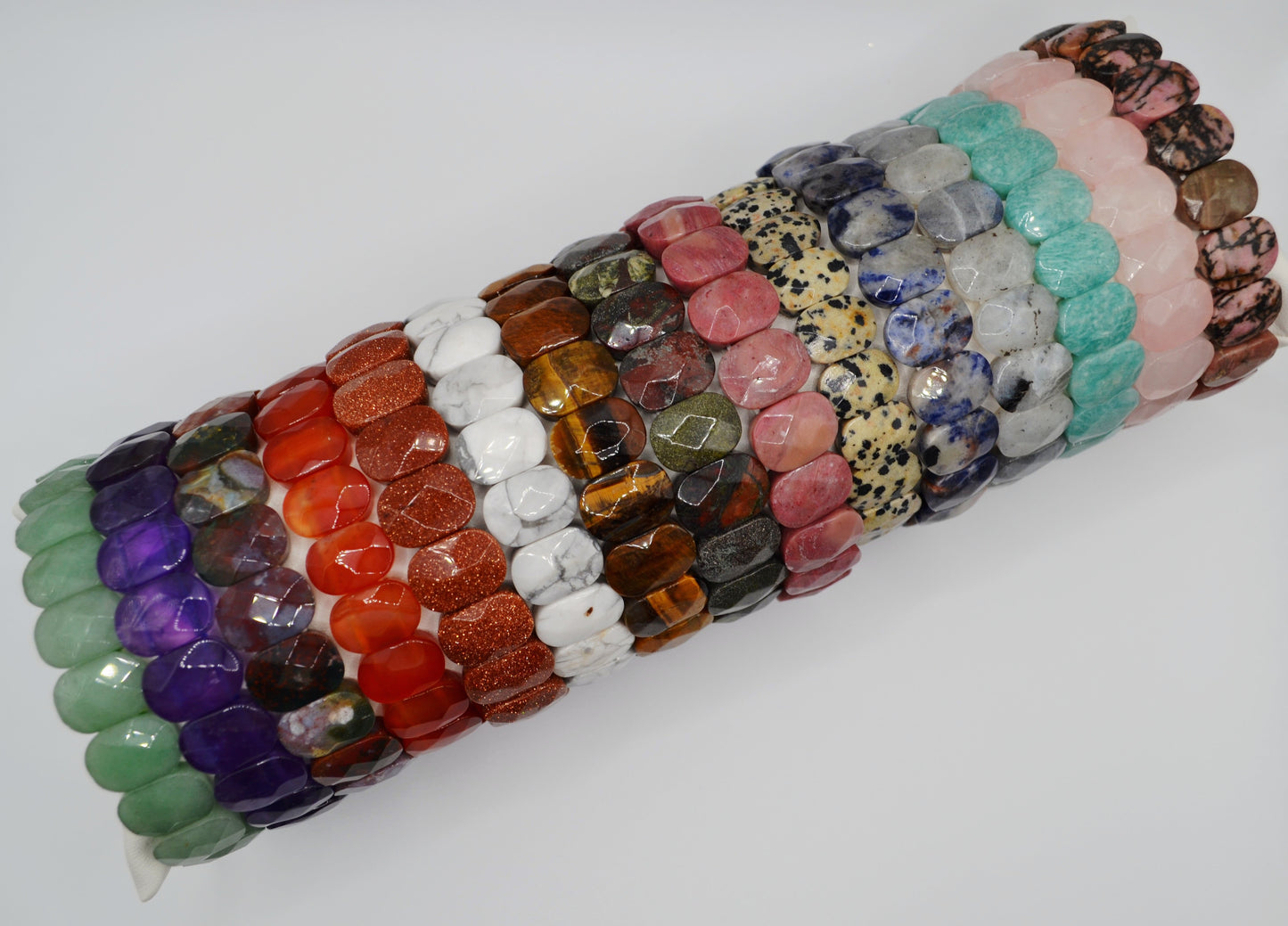 Facted rectangle stone oval beaded bracelets