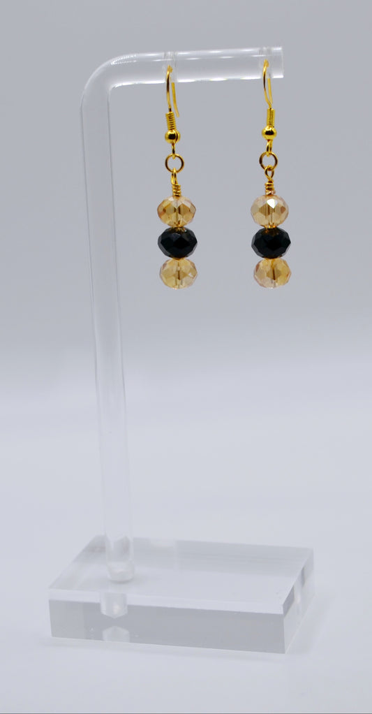 Black and champagne bead earrings