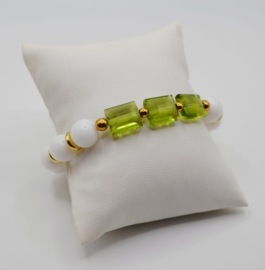 Rectangle faceted glass beaded bracelets