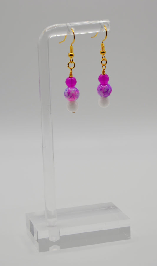 Purple and white marble earrings