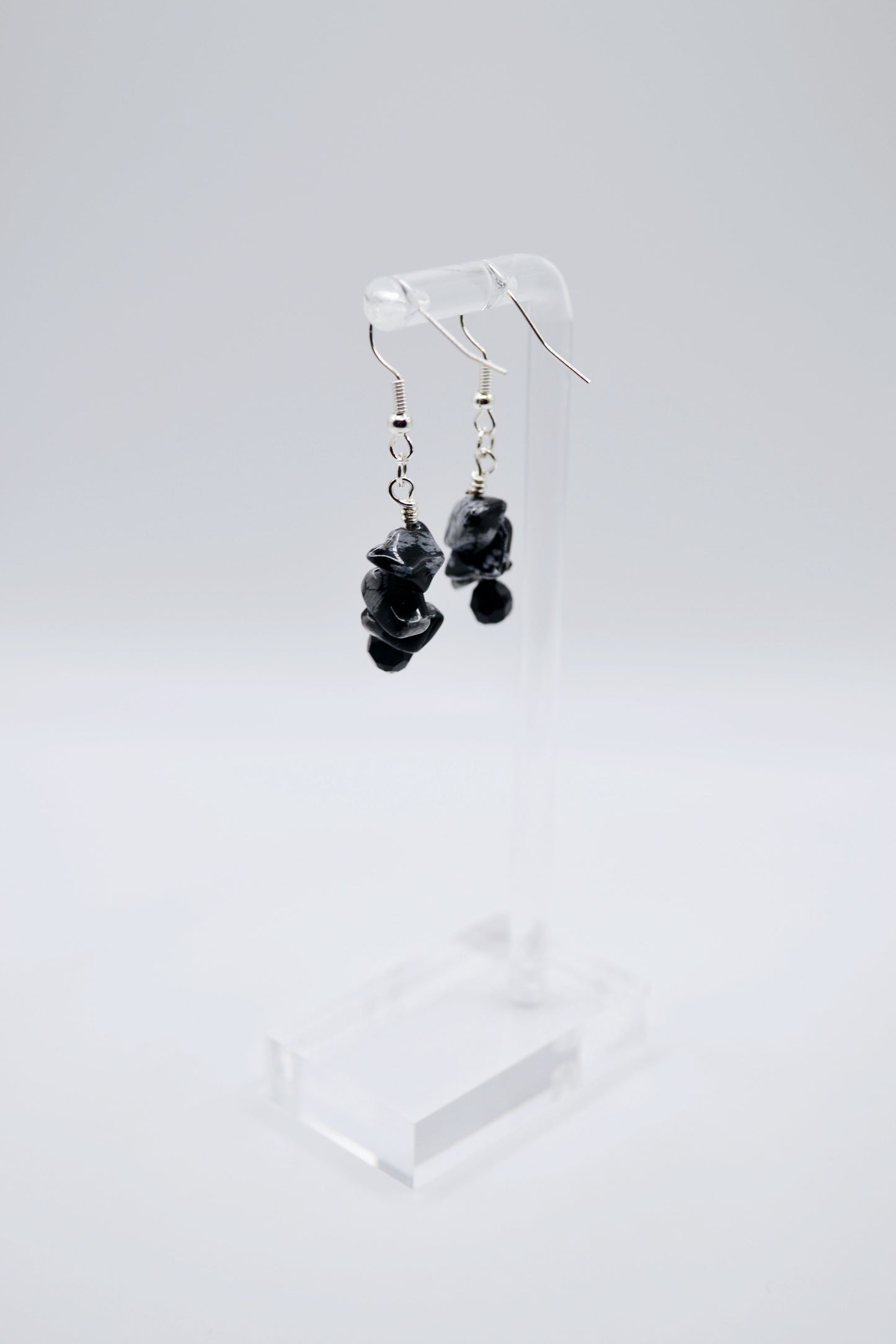 Black marble stone earrings