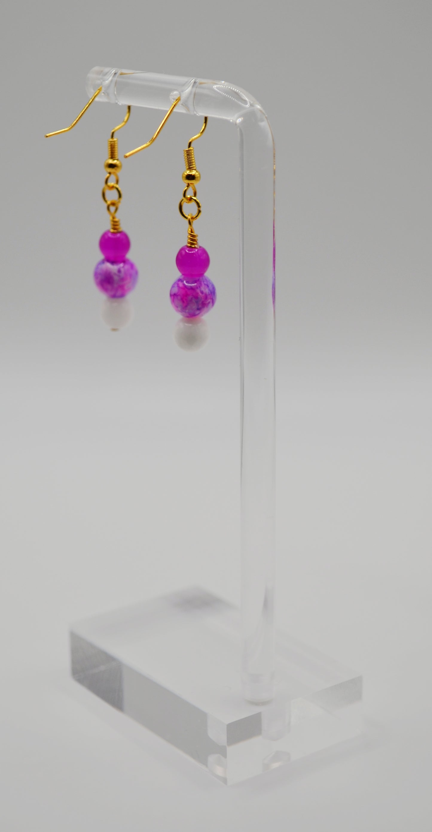 Purple and white marble earrings