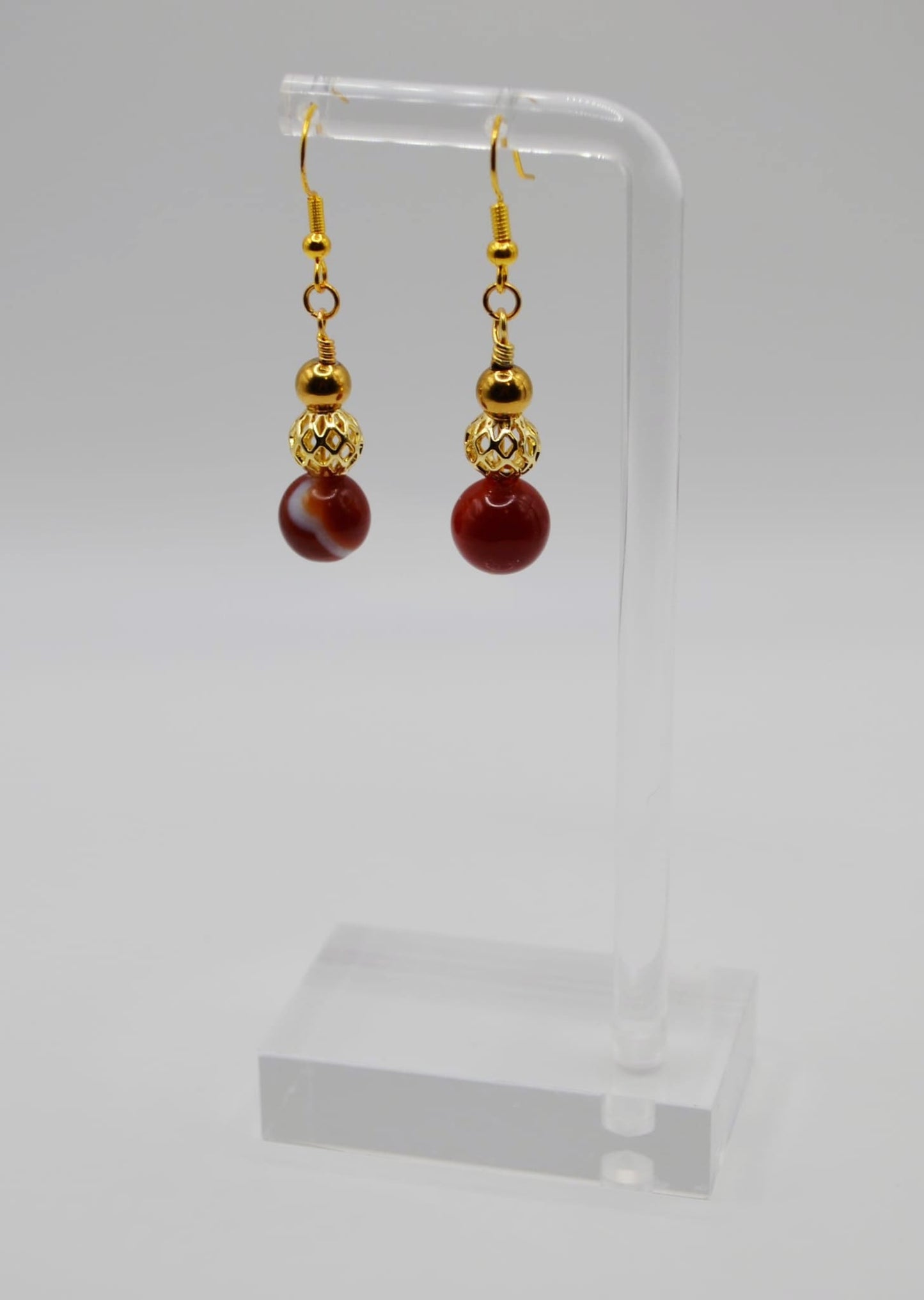 Vizsla cage and gold beaded earrings