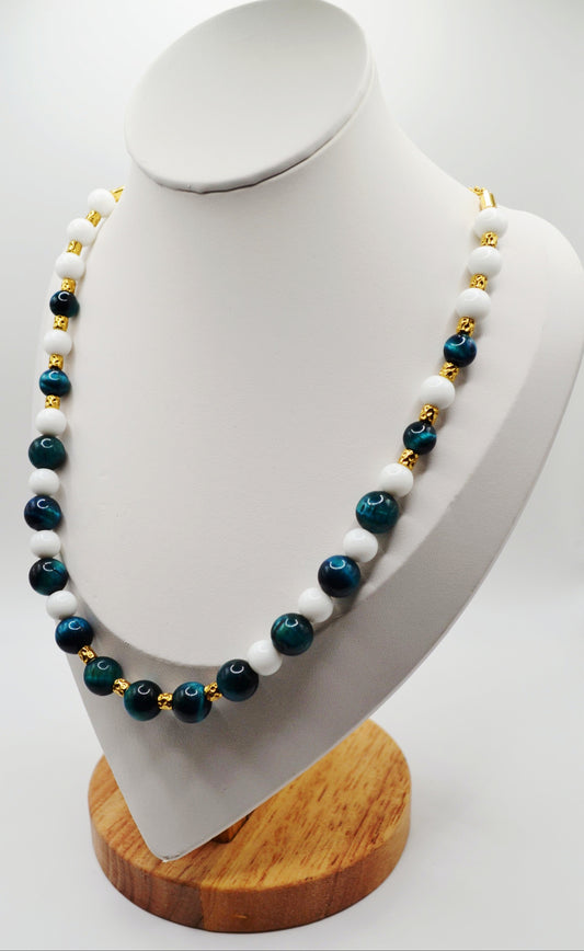 Blue tiger eye necklace gold edition