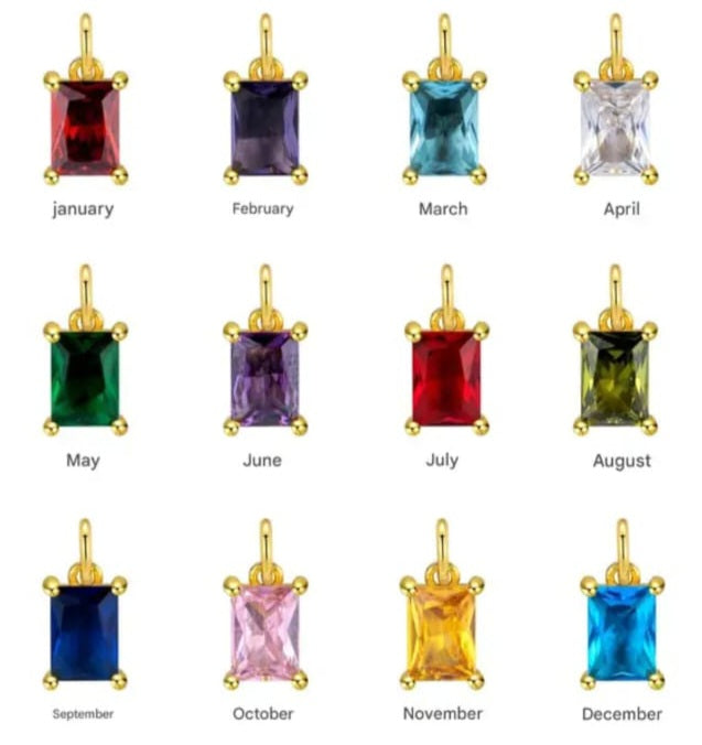 Birthstone and letter charm necklaces