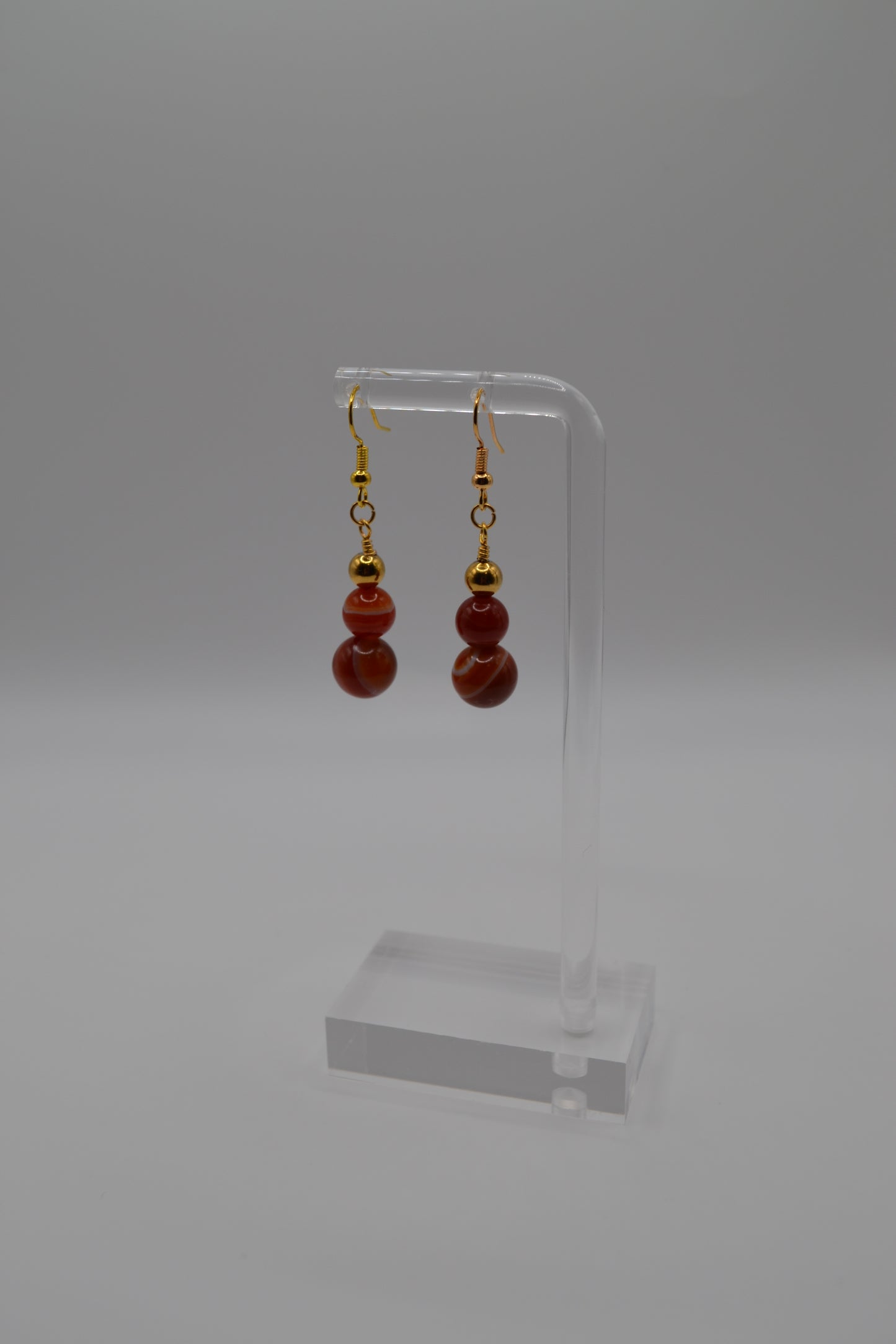 Vizsla red carnelian and gold beaded earrings