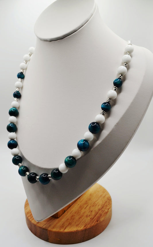 Blue tiger eye necklace silver edition