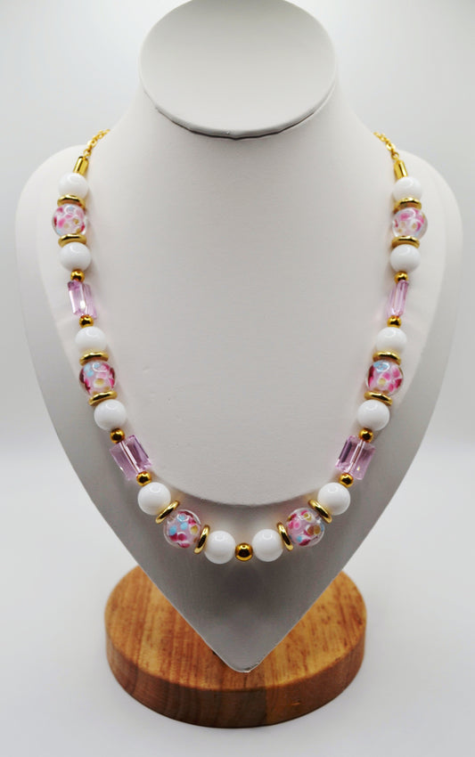 Pink floral necklace