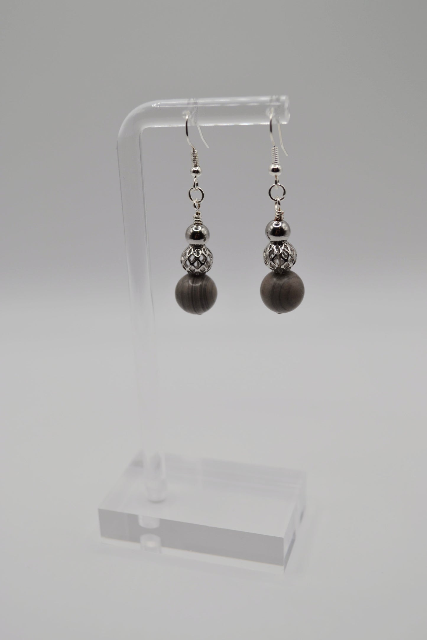 Weimaraner and cage beaded earrings