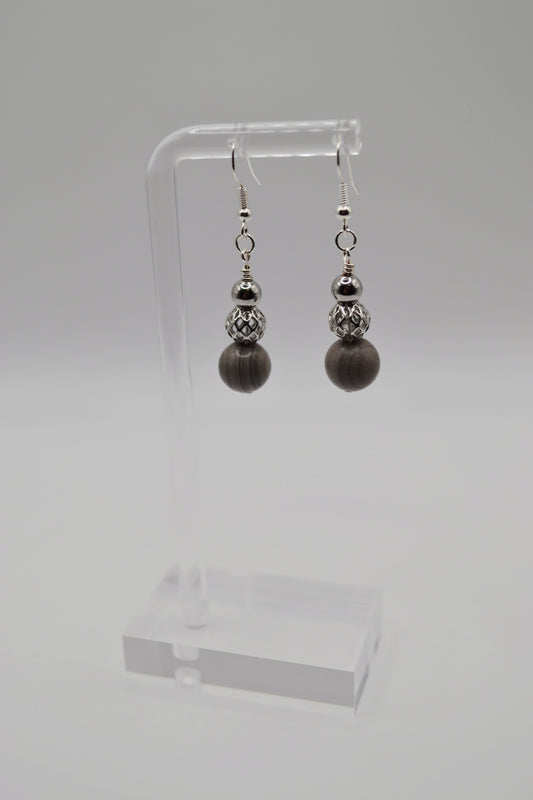 Weimaraner and cage beaded earrings