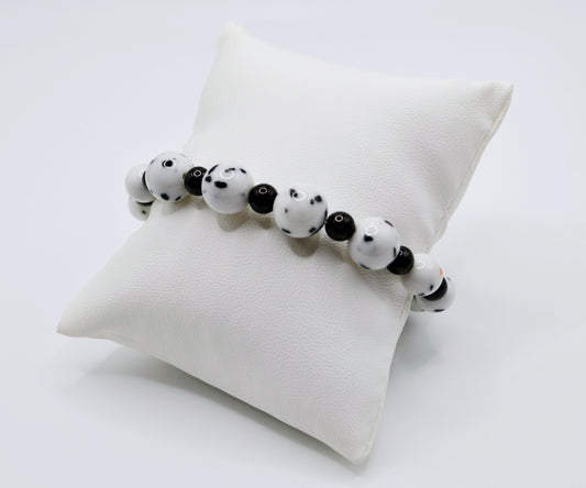 Dalmatian black beaded bracelet