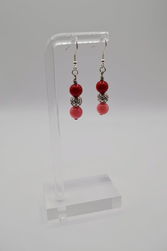 Red and pink earrings