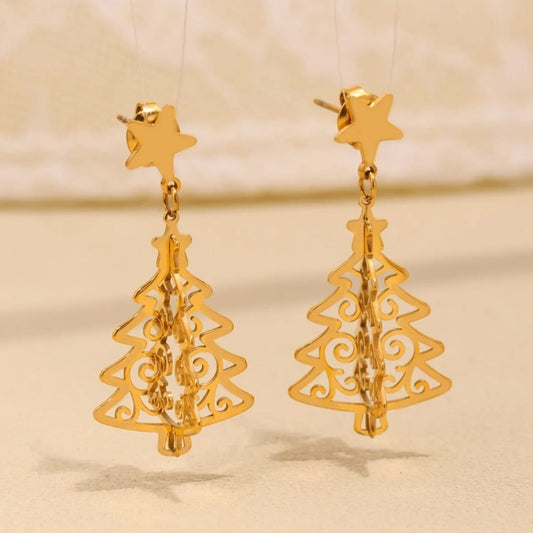 Christmas tree dangle earrings