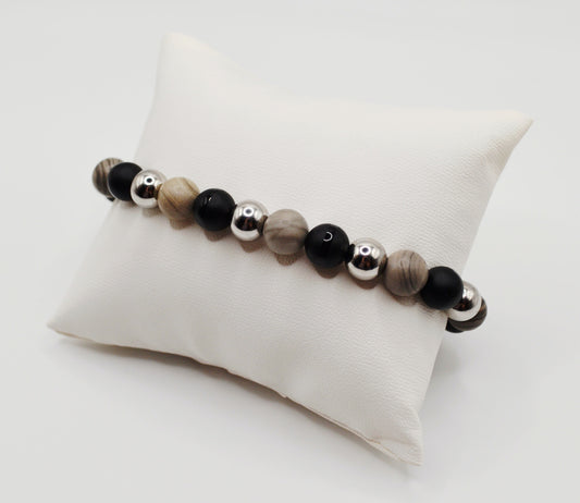 Black, grey and silver men's bracelet