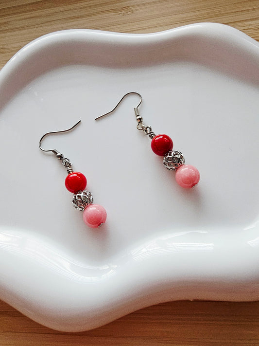 Red and pink earrings
