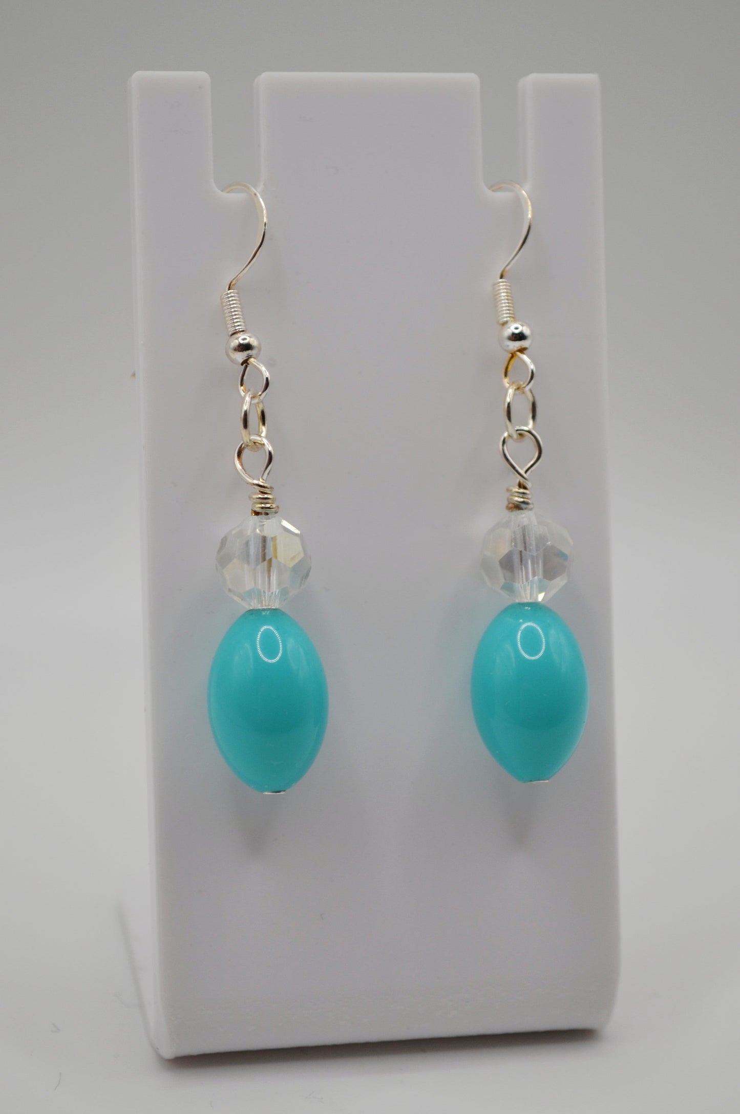 Light blue and clear glass crystal earrings