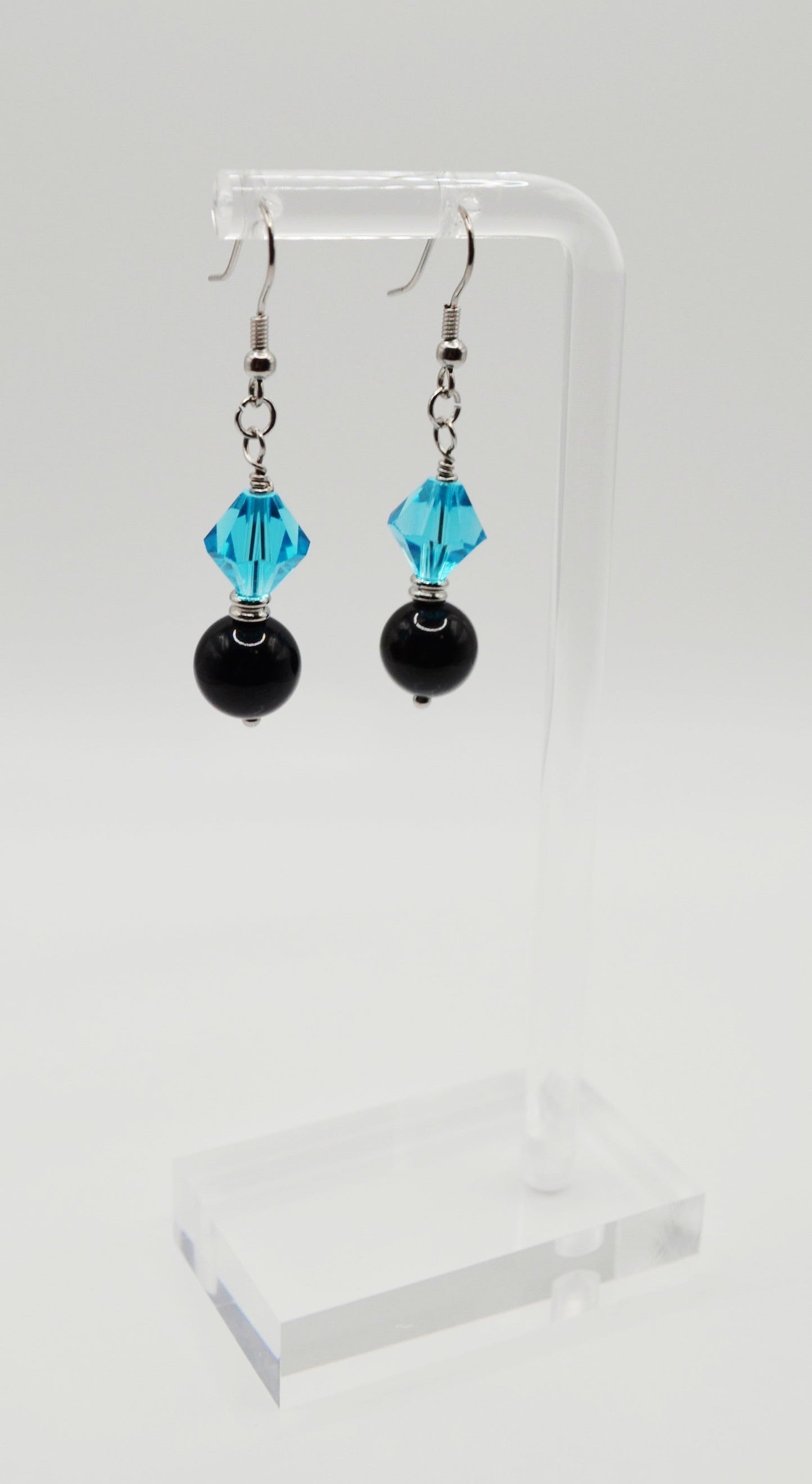 Sky blue and black earrings