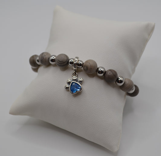 Weimaraner blue paw charm bracelet and earring set