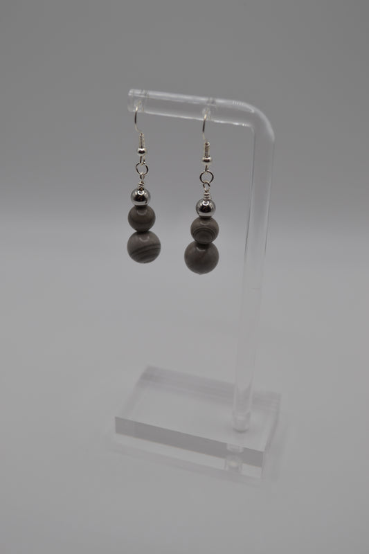 Weimaraner and silver beaded earrings