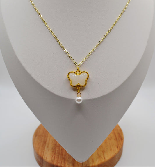 White butterfly pendant necklace