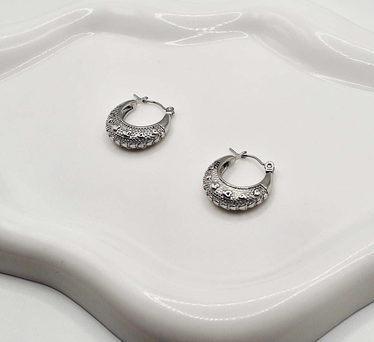Heart Hoop Earrings and Necklace Gift Set