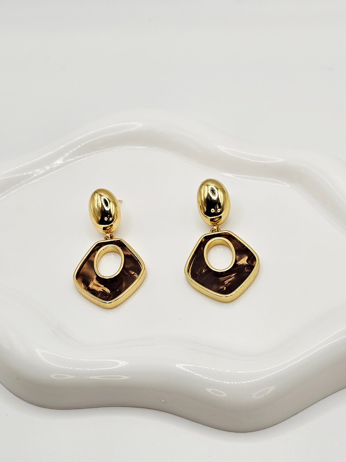 Geometric Dangle Stud Earrings