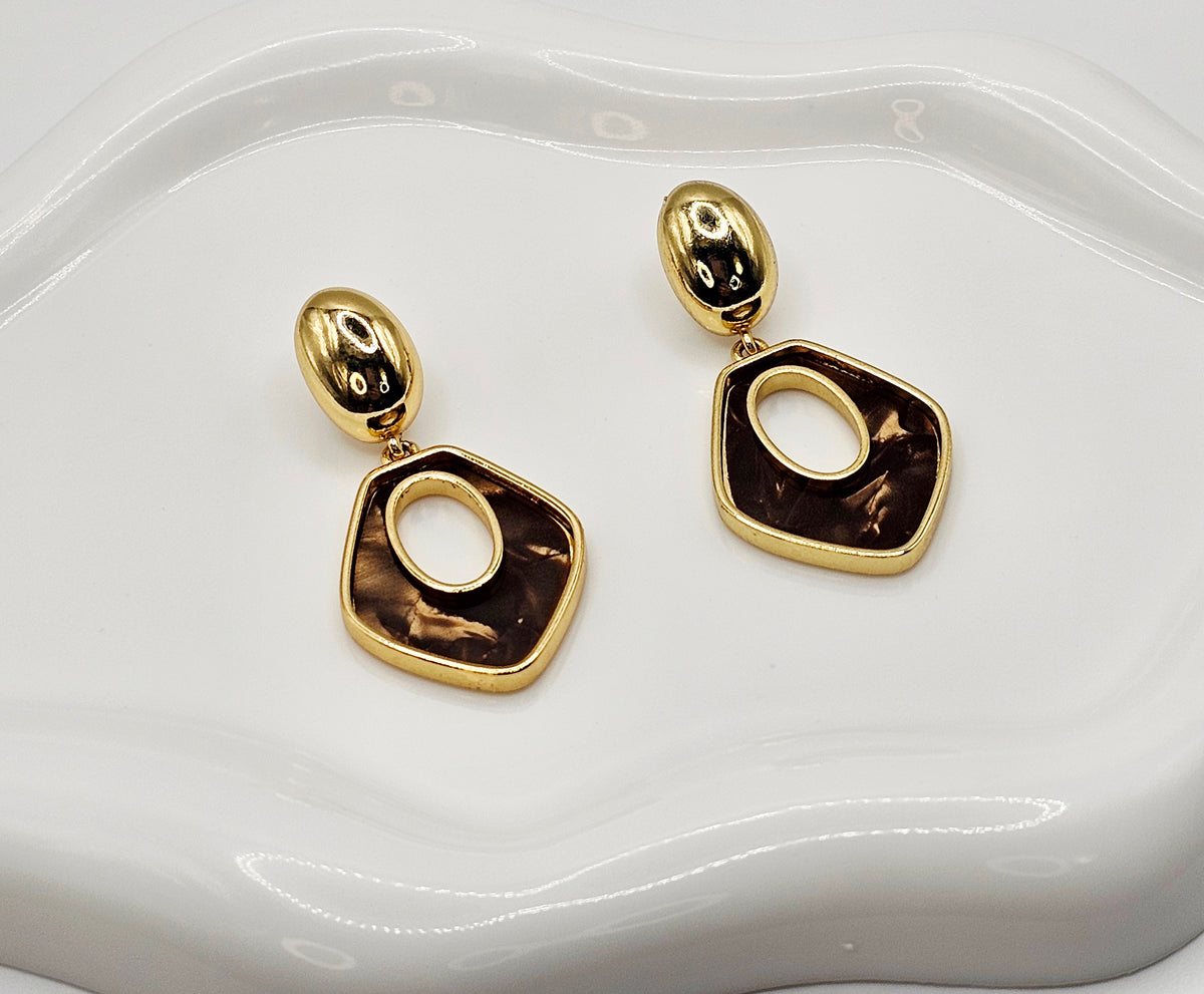 Geometric Dangle Stud Earrings
