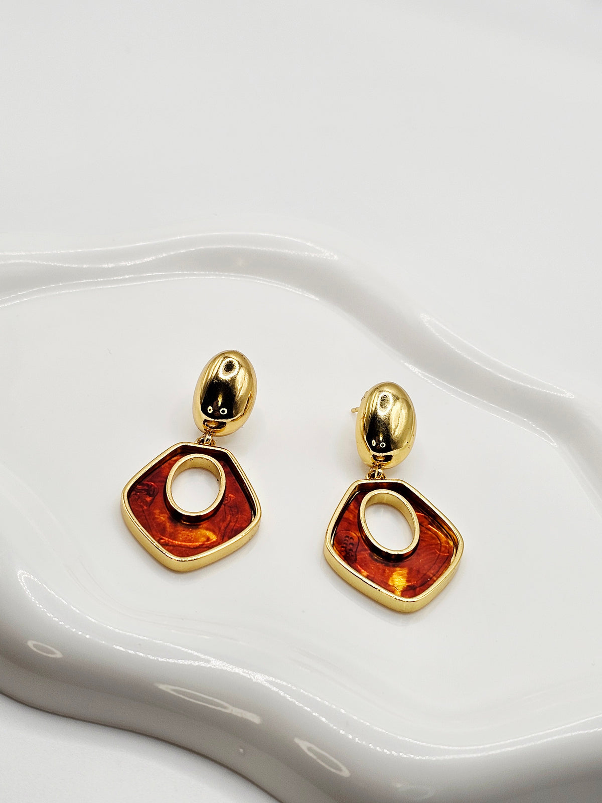 Geometric Dangle Stud Earrings