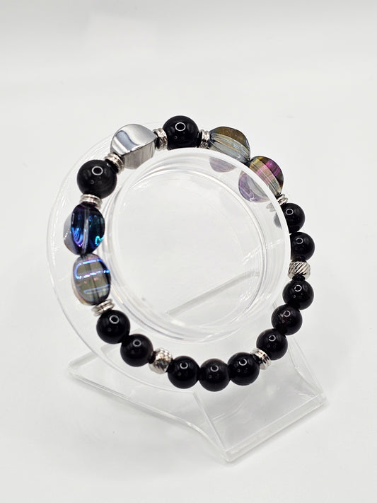 Transparent Blue Crystal Beaded Bracelet