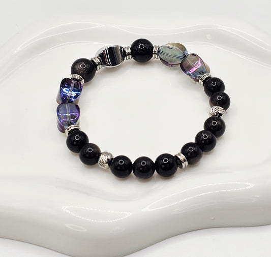 Transparent Blue Crystal Beaded Bracelet