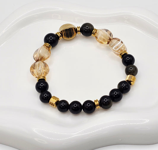 Amber Gold Crystal Beaded Bracelet
