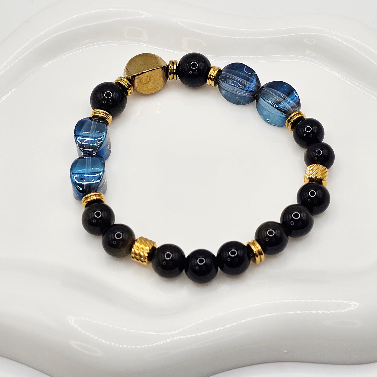 Ink Blue Beaded Bracelet