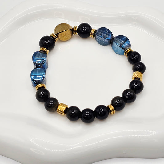 Ink Blue Beaded Bracelet