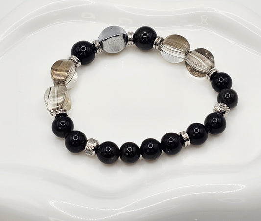 Clear White Crystal Glass Bracelet