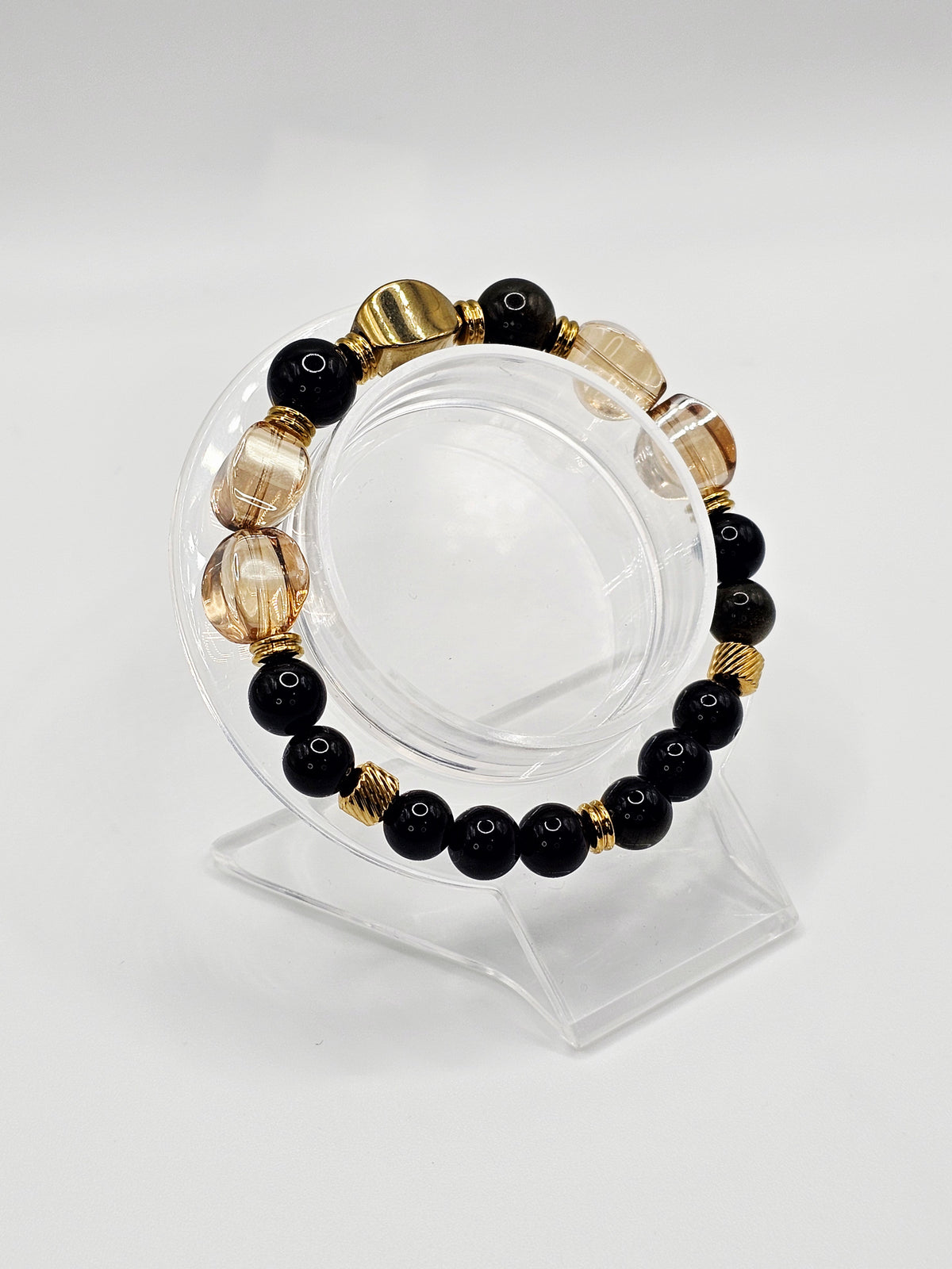 Amber Gold Crystal Beaded Bracelet