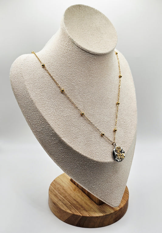 Rose Dragonfly Pendant Necklace