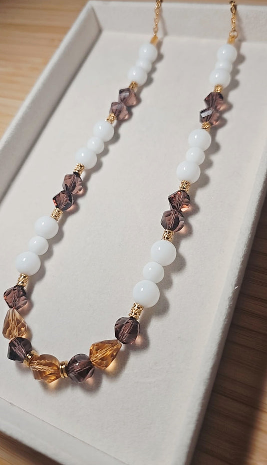 Fuchsia Peach Autumnal Gold Necklace
