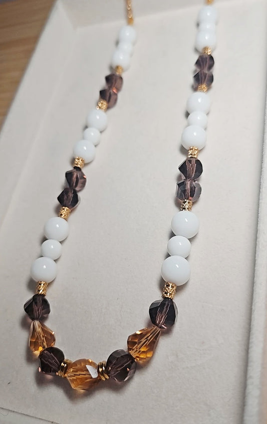 Fuchsia Peach Autumnal Gold Necklace